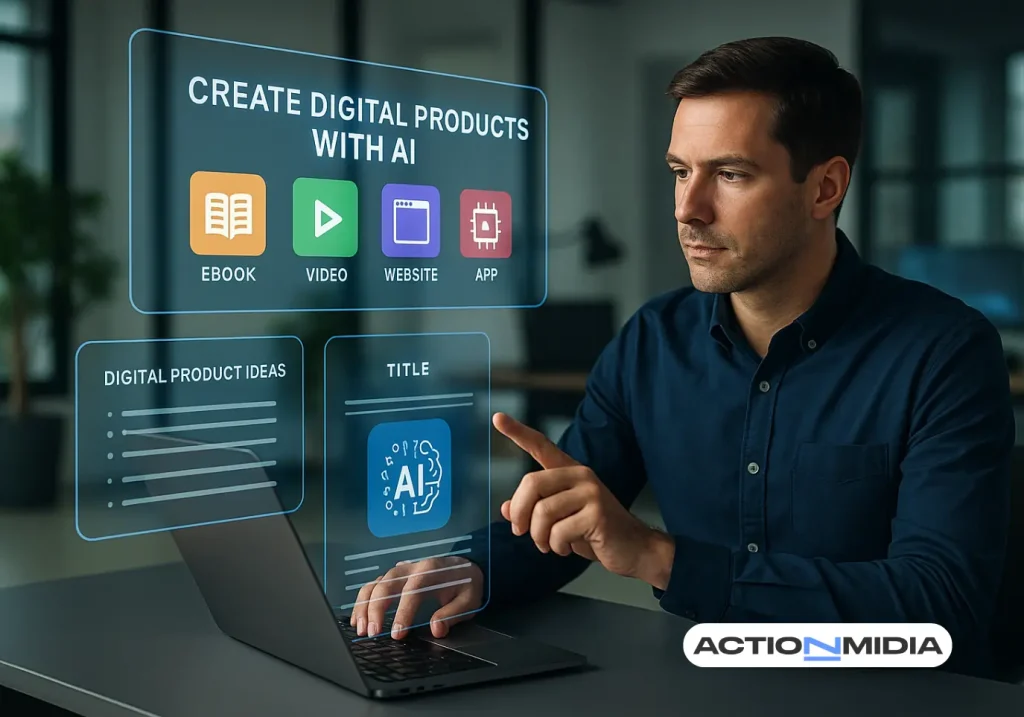 Criar produtos digitais com IA: transforme ideias em lucro automático - Action Midia